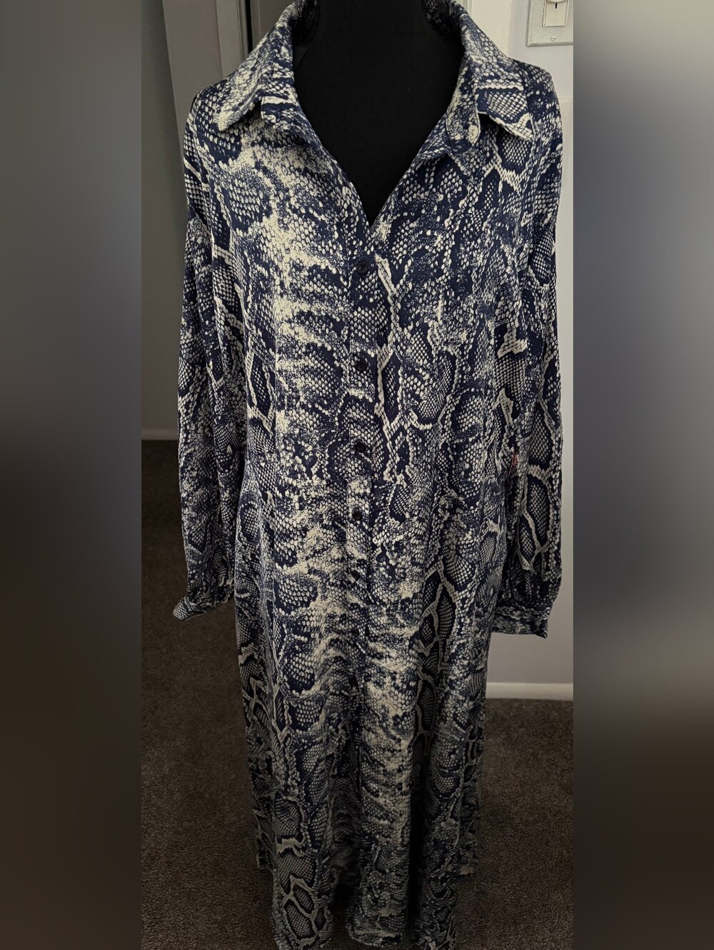 AX Paris Navy and Cream Snakeskin Button-Front Dress